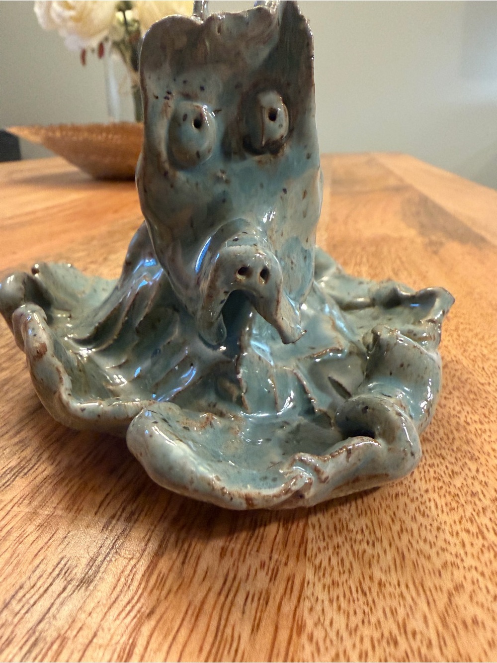 Great Dane dog face Handmade Turquoise Ceramic Art Sculpture